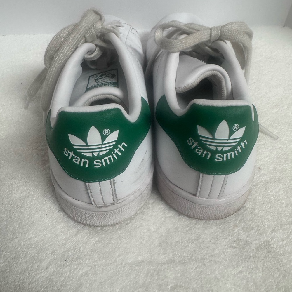 Adidas Stan Smith White and Green Athletic Shoes